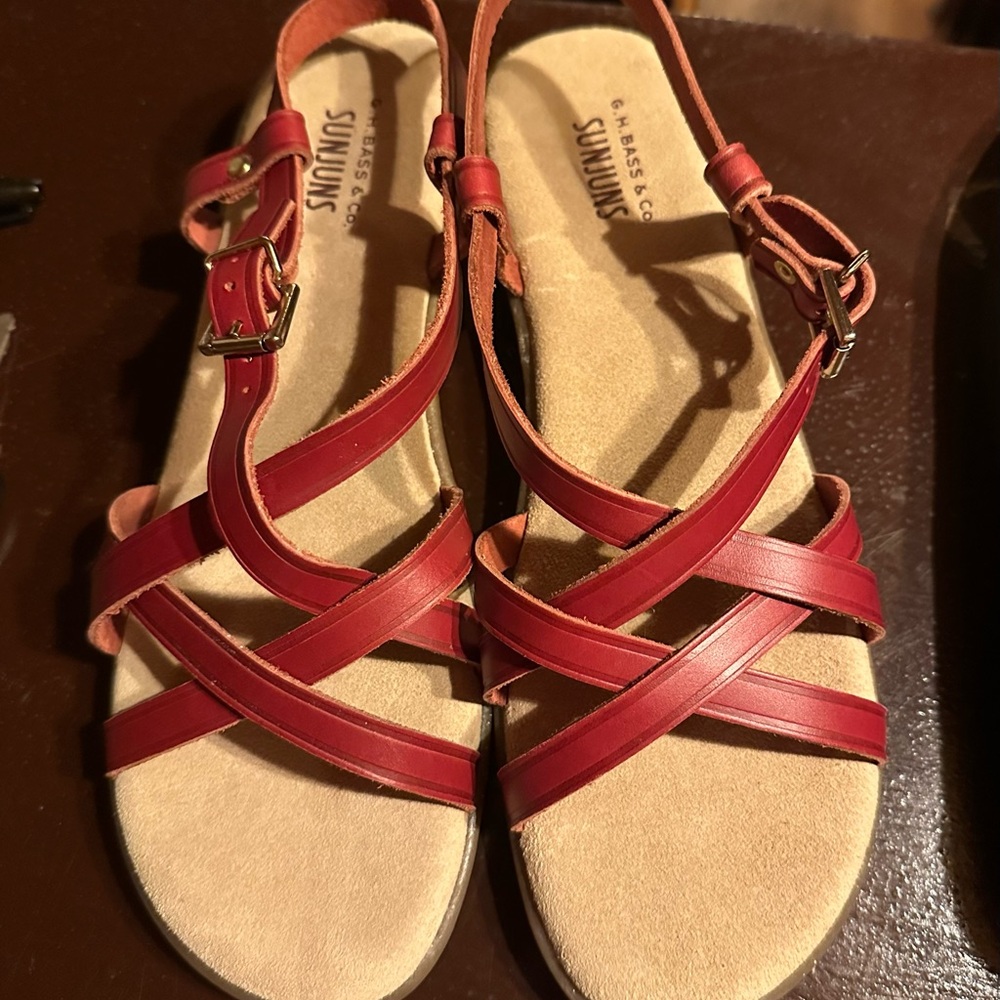 Genuine Leather Red Sandals - Picture 3 of 3